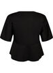 Bluzka peplum z rekawami do lokcia, Czarne, Packshot image number 1