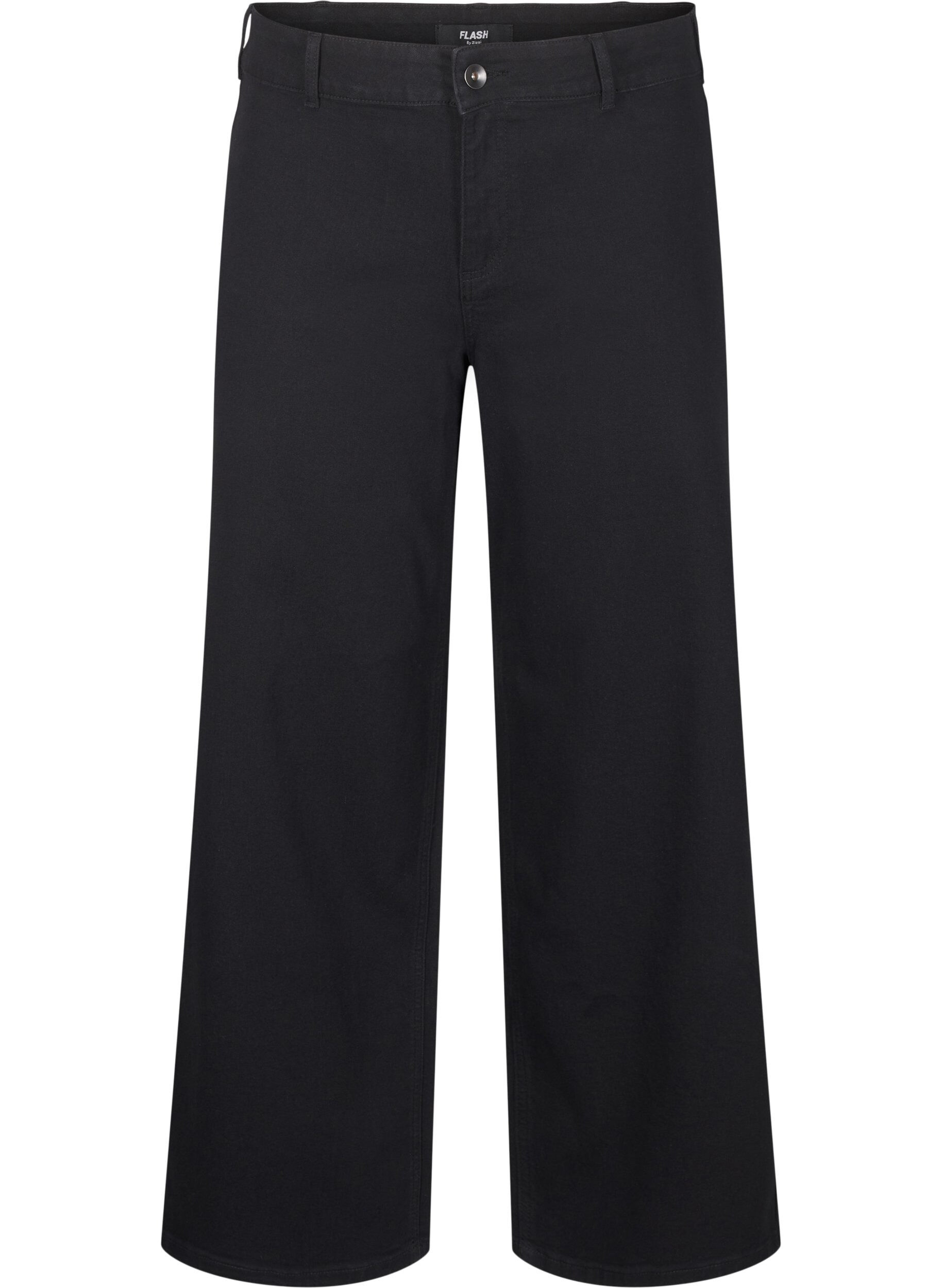 Zizzi FLASH - Jeansy z szerokimi nogawkami, Czarne, Packshot image number 0