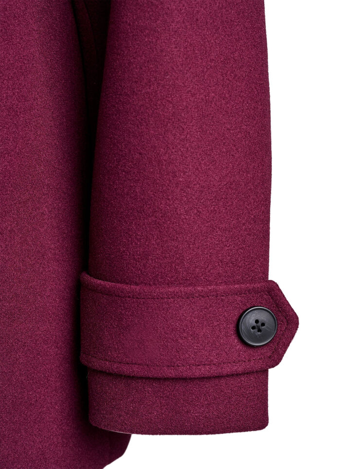 Kr&oacute;tki plaszcz z dwurzedowym zapieciem na guziki, Czerwony, Packshot image number 4