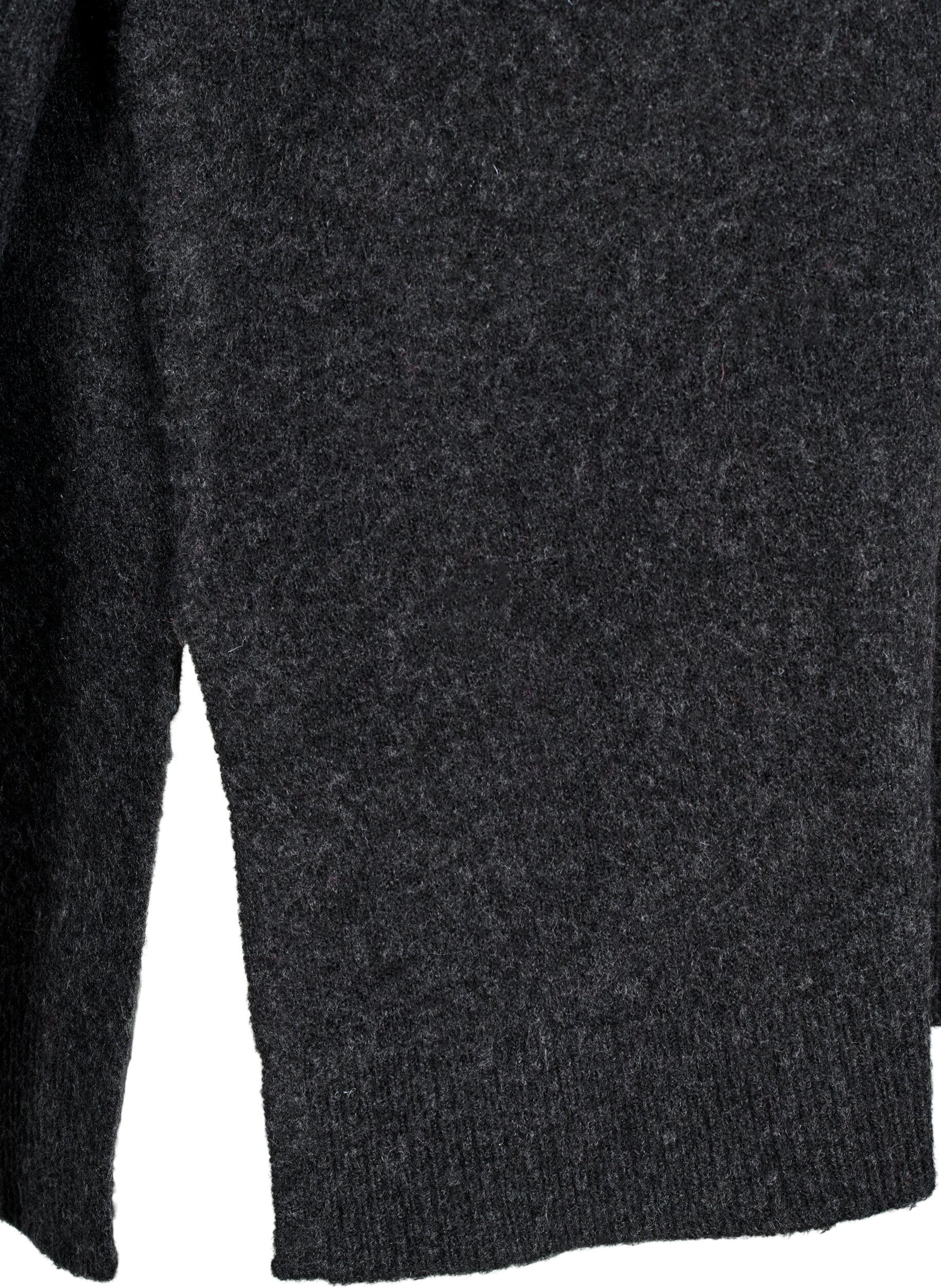 Zizzi Top z dzianiny welnianej z rozcieciami, Dark Grey Melange, Packshot image number 3