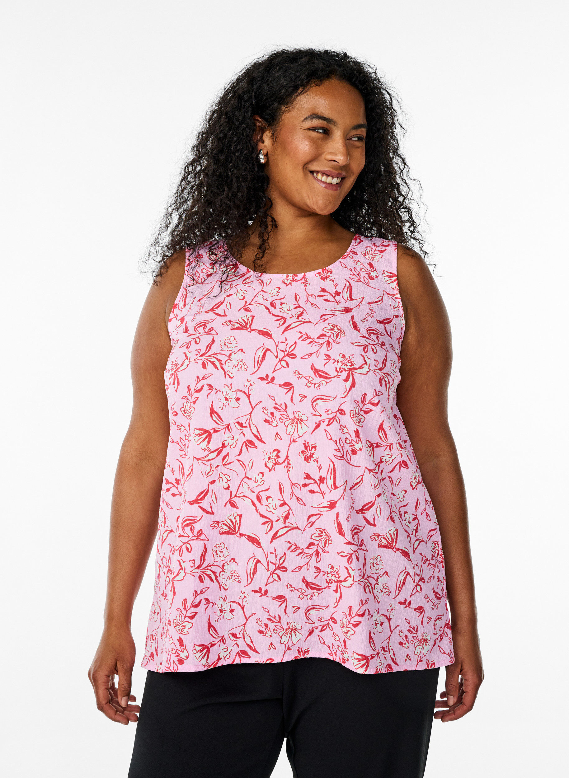 Zizzi FLASH - Top bez rekaw&oacute;w z tekstura, R&oacute;żowy, Model image number 0