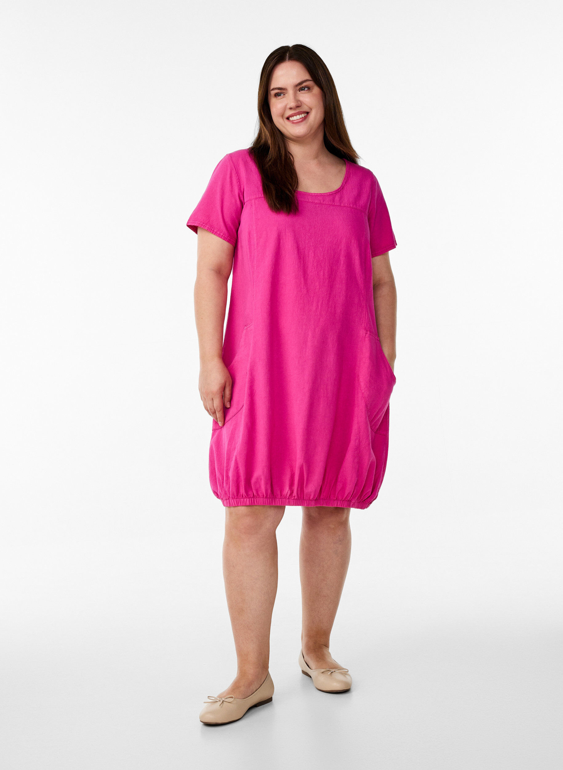 ZizziBawelniana sukienka z kr&oacute;tkim rekawem, R&oacute;żowy, Model image number 1