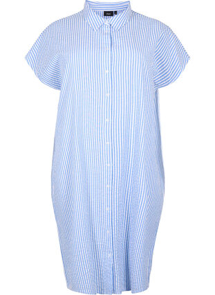 Dluga bawelniana koszula w paski, Light Blue Stripe, Packshot image number 0
