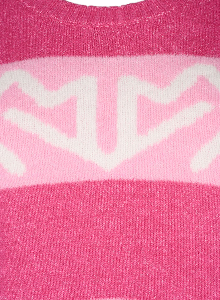 Dzianinowy sweter w paski z graficznym wzorem, Raspberry Rose Comb, Packshot image number 2