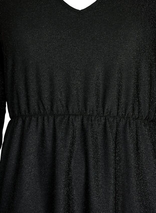Brokatowa sukienka z dekoltem w szpic, Black Black, Packshot image number 2