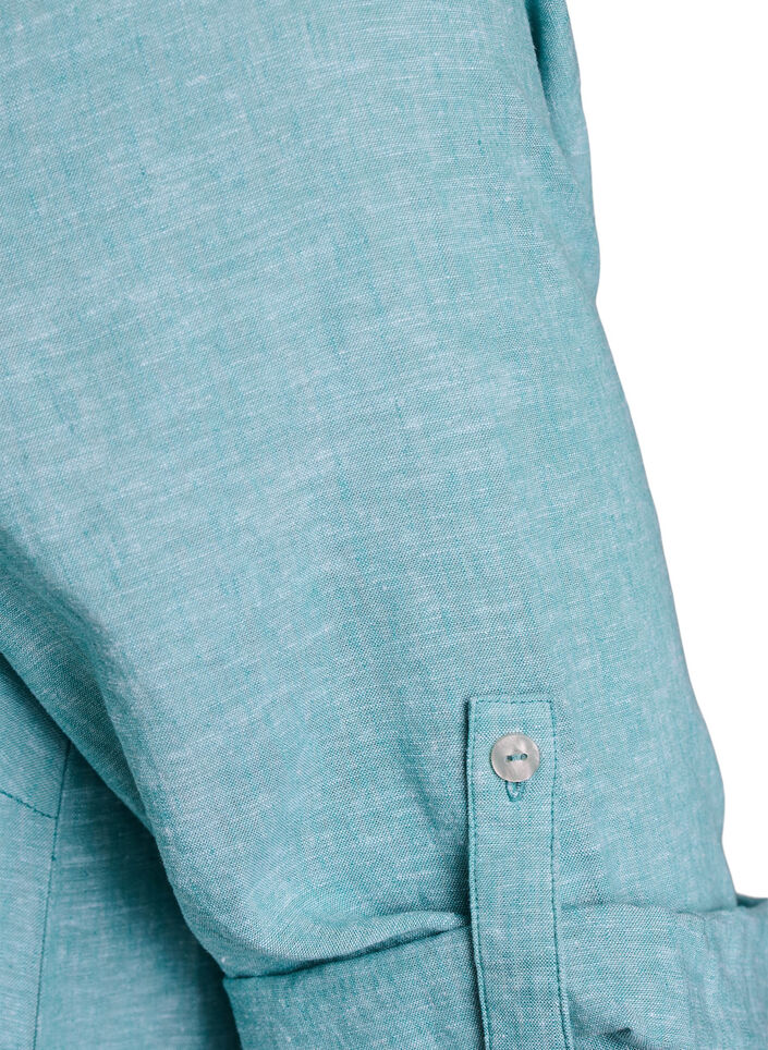 Tunika z lnu i wiskozy w ksztalcie litery A, Zielony, Packshot image number 3