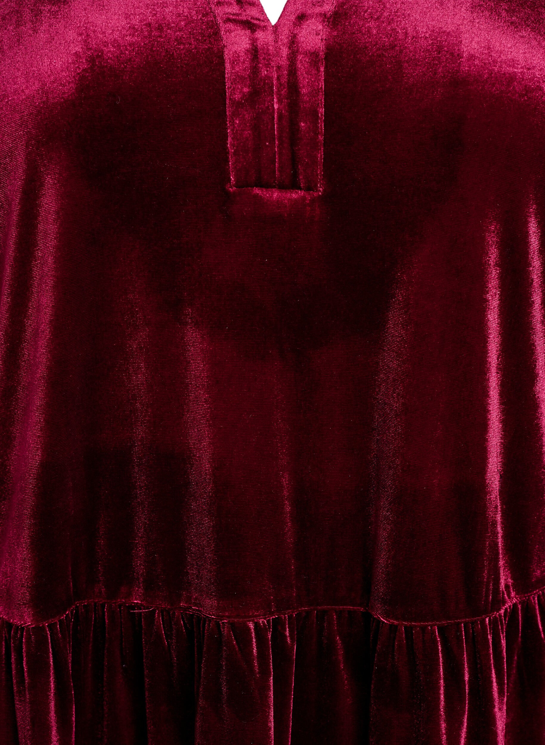 Zizzi Kr&oacute;tka sukienka z weluru z falbaniastym kolnierzykiem i dlugimi rekawami, Czerwony, Packshot image number 2