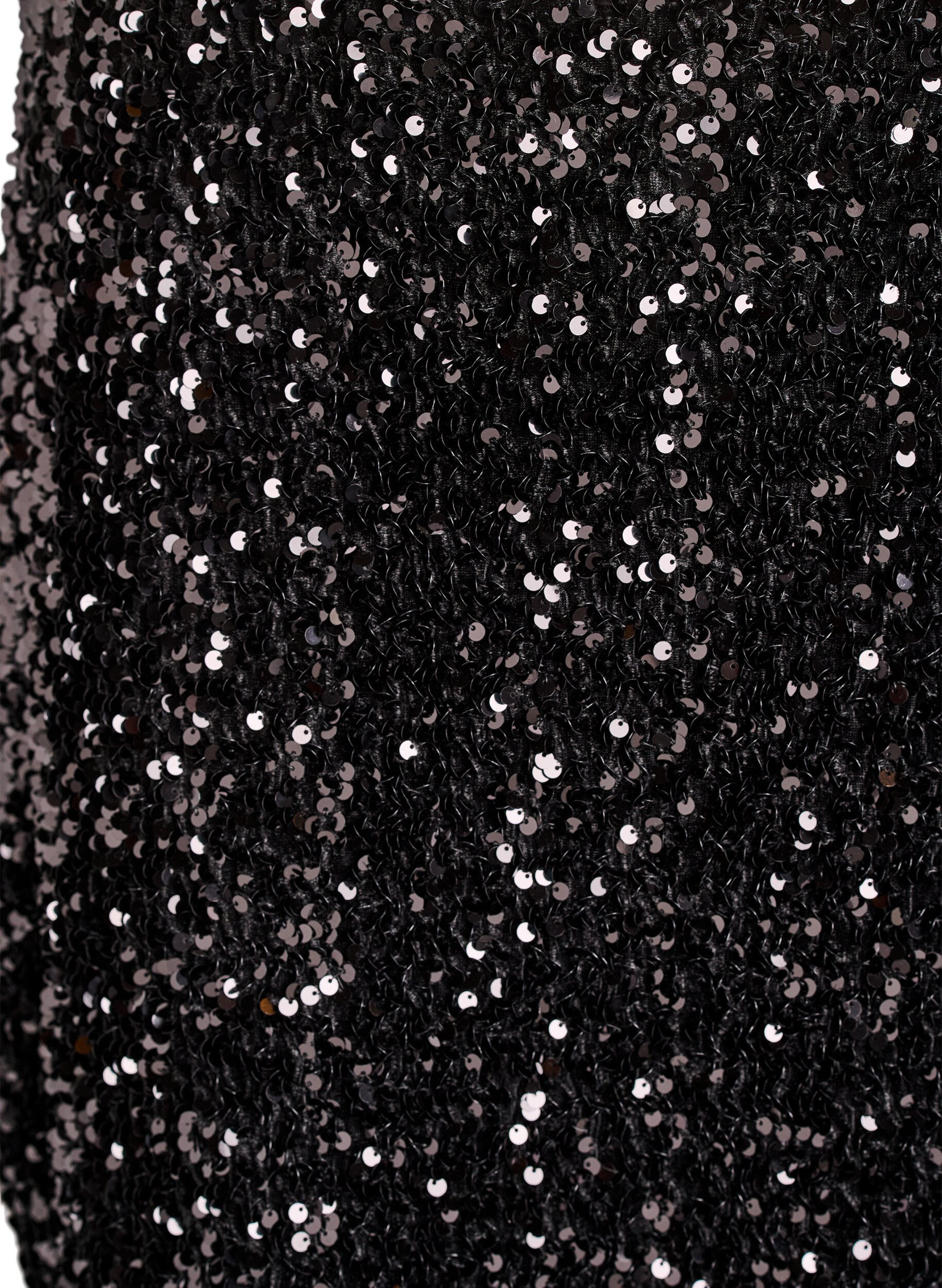 Zizzi Kr&oacute;tka cekinowa sp&oacute;dnica z elastycznym pasem, Czarne, Packshot image number 2