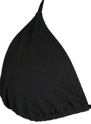 Biustonosz trójkatny od bikini z krepa, Black, Packshot image number 2