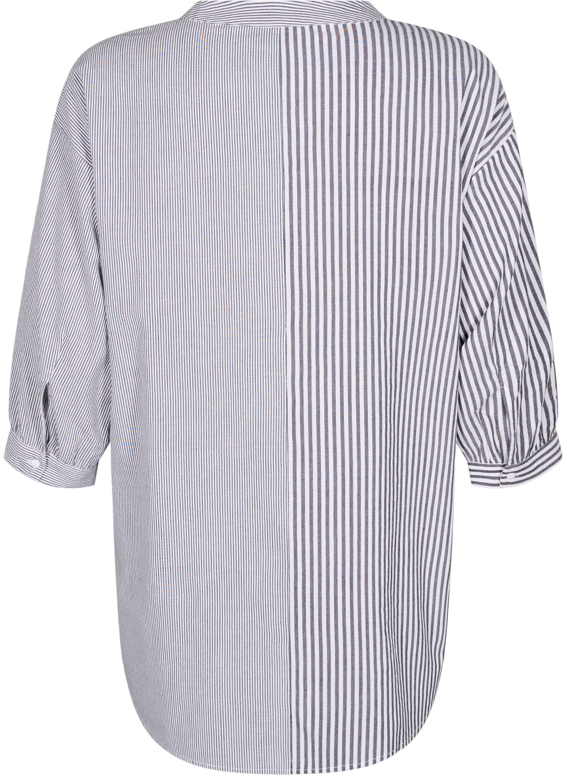 Zizzi Pasiasta tunika z rekawami 3/4, Czarne, Packshot image number 1