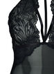 Bodystocking z dekoltem typu halter, koronka i paskami, Black, Packshot image number 2