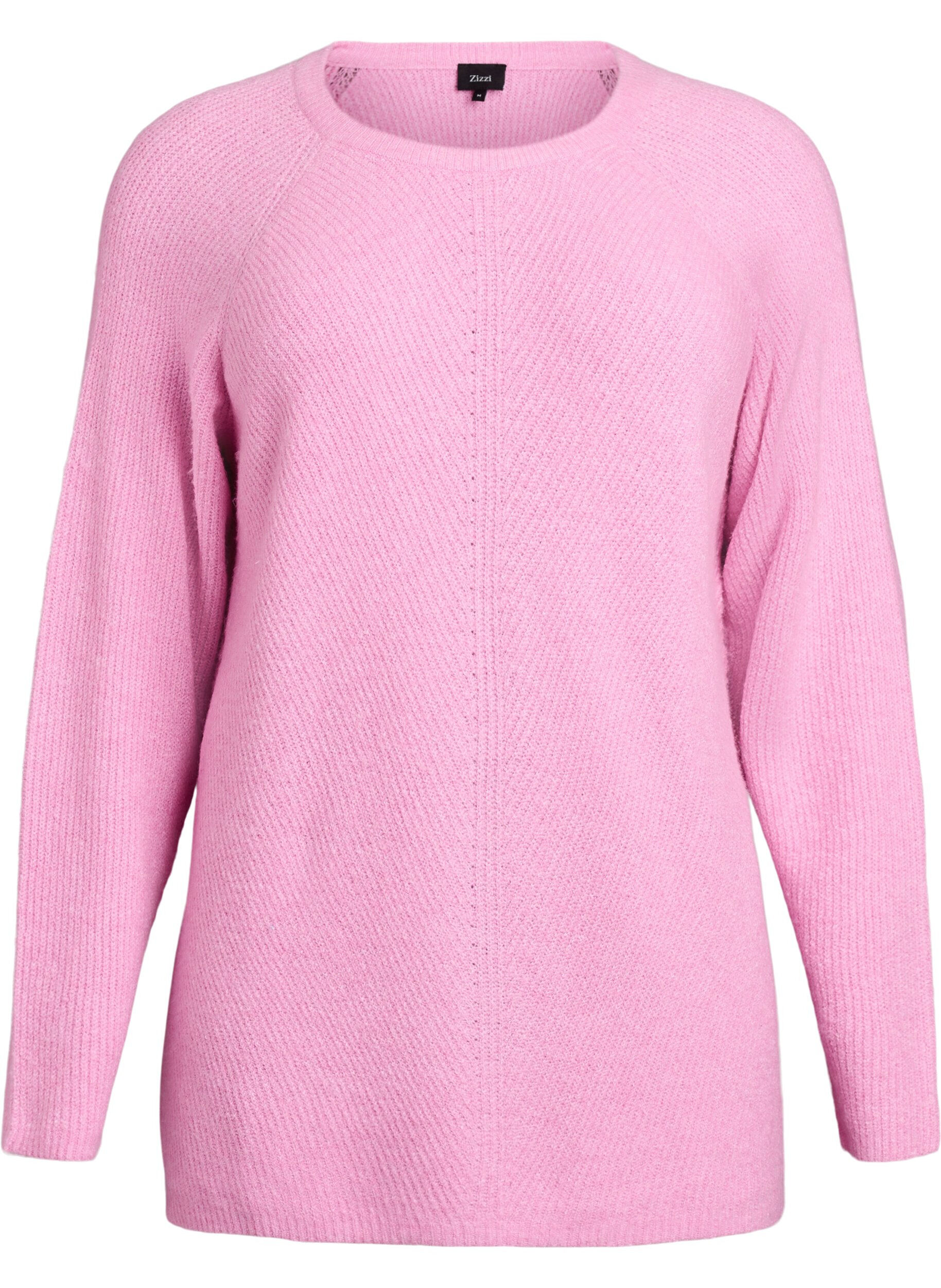 Sweter z dzianiny z ukosnym wzorem i rekawami raglanowymi