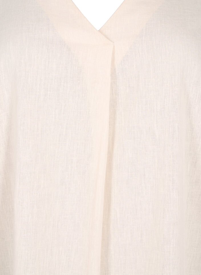 Bawelniana sukienka typu kaftan z domieszka lnu, Beżowy, Packshot image number 2