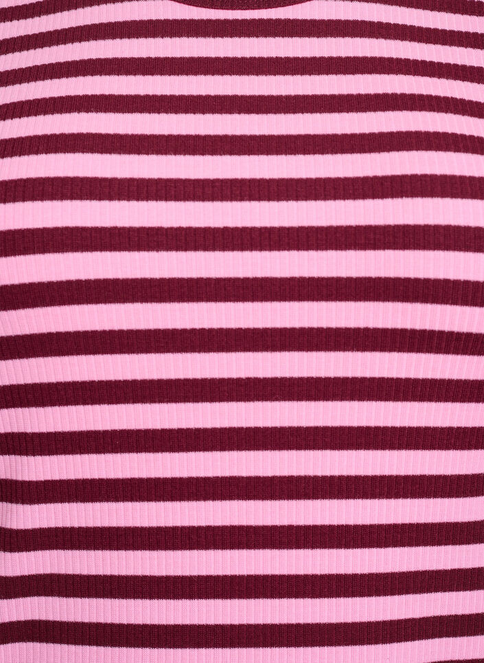 Sukienka do kolan wykonana z prazkowanej dzianiny, Ciemnobordowy, Packshot image number 2