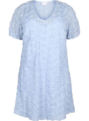 Imprezowa sukienka w kwiaty 3D, Cashmere Blue, Packshot image number 0