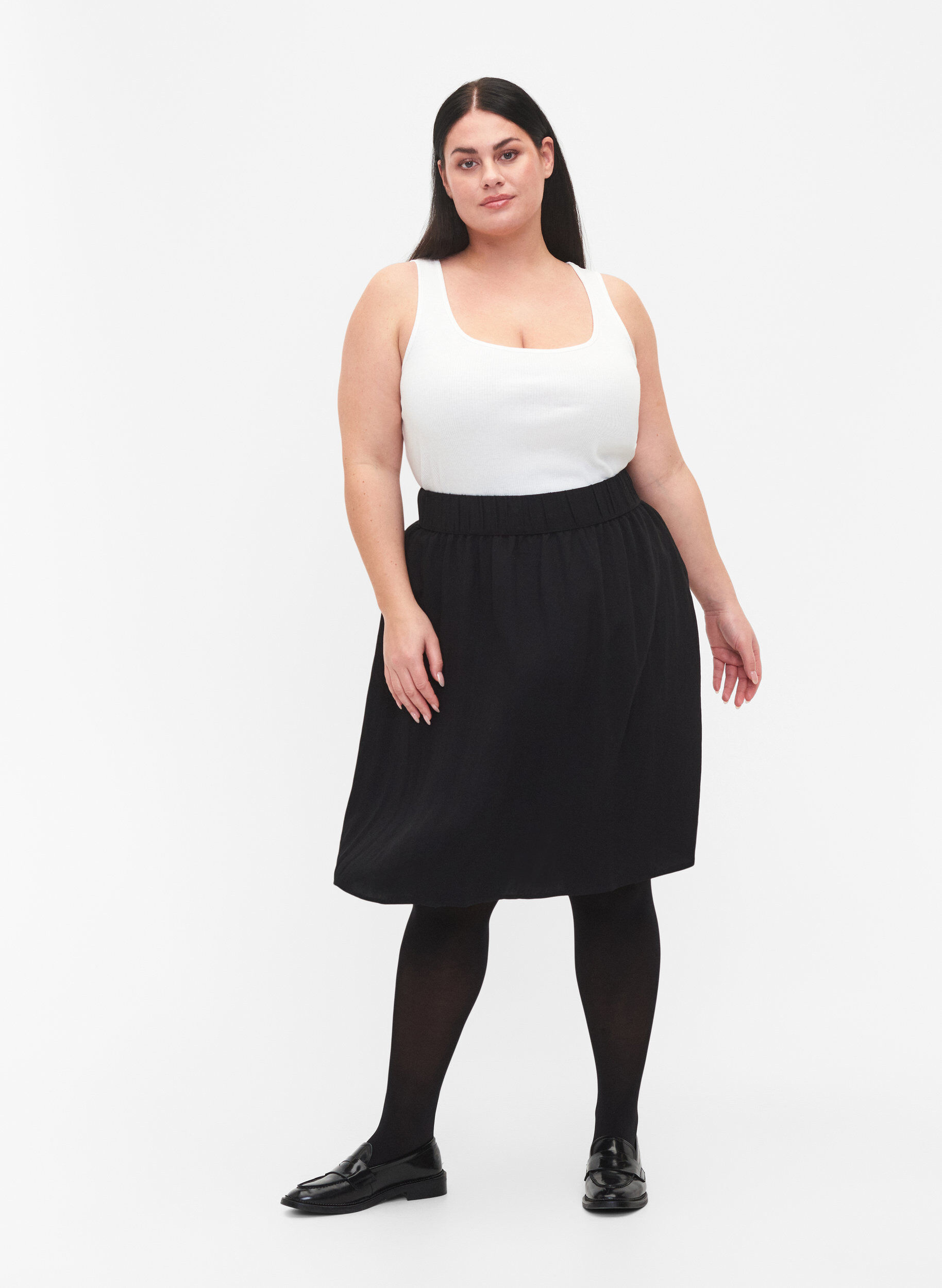 Zizzi Loose viscose skirt, Black, Model image number 1