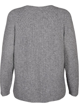 Dzianinowy sweter z rozcieciem, Light Grey Melange, Packshot image number 1