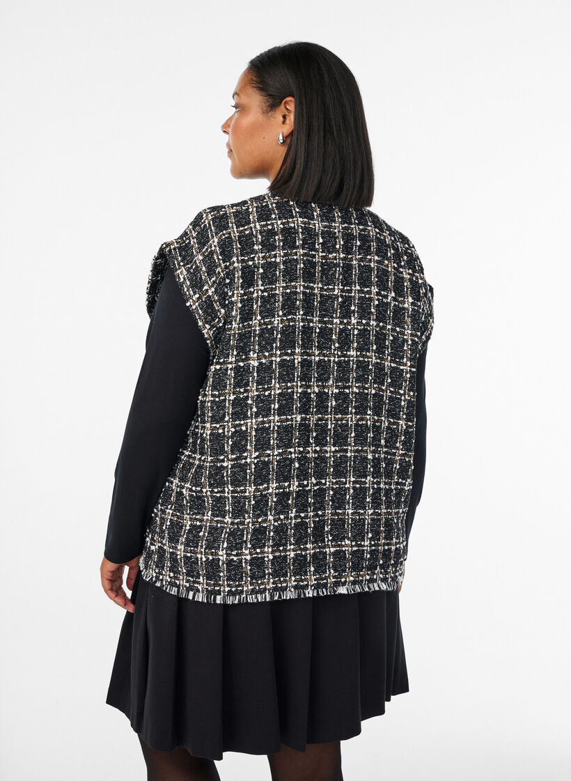 Kamizelka w kratke z ozdobnymi guzikami, Black w. White, Model image number 2