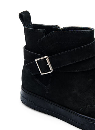Krótkie, szerokie buty z zamszu, Black, Packshot image number 3