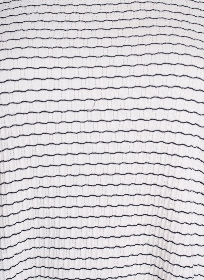 Bluzka z dzianiny w paski z falowanymi brzegami, Biały, Packshot image number 2