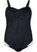 Strój kapielowy z wysciólka i kontrastowymi detalami, Czarne, Packshot image number 0