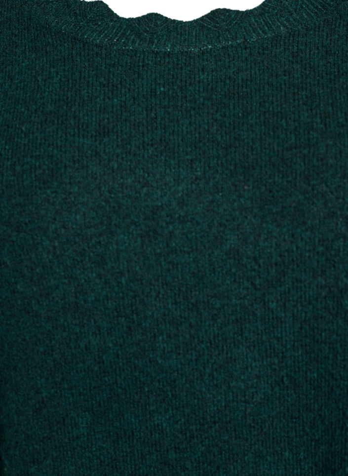 Dzianinowa bluzka z falowanymi brzegami, Zielony, Packshot image number 2