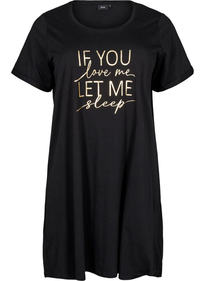 Koszula nocna z krótkim rekawem, wykonana z bawelny organicznej, Czarne, Packshot image number 0