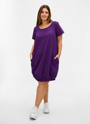 Bawelniana sukienka z krótkim rekawem, Violet Indigo, Model image number 2