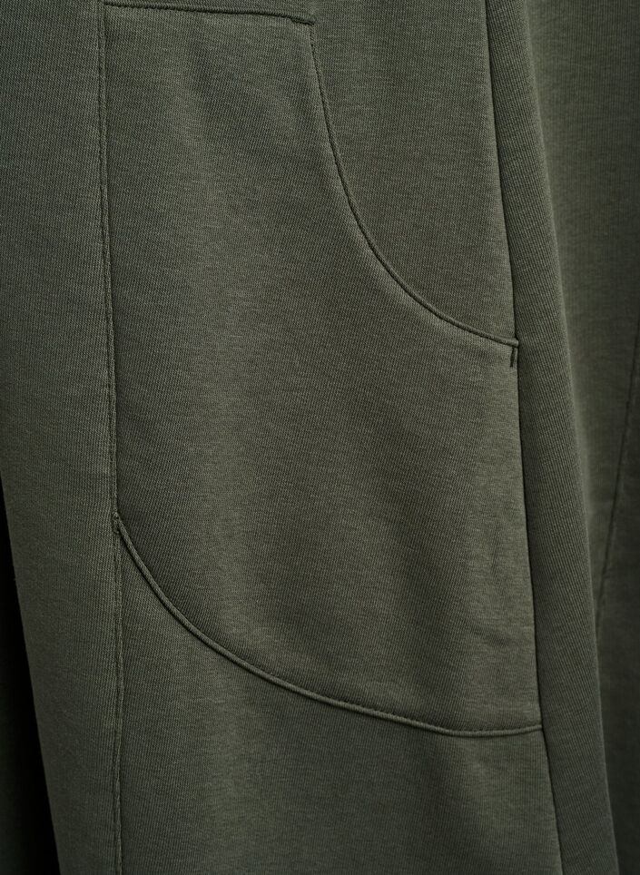 Dzersejowa sukienka z krótkimi rekawami i kieszeniami, Zielony, Packshot image number 3