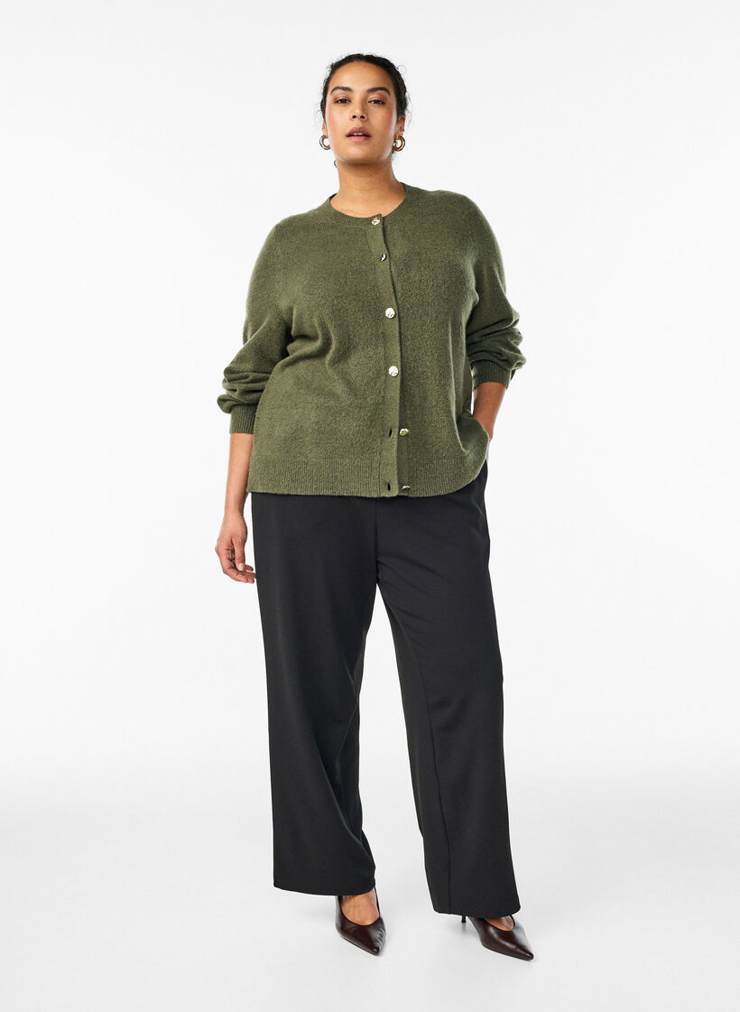 Kardigan z miekkiej dzianiny z guzikami w kolorze zlotym, Zielony, Model image number 1