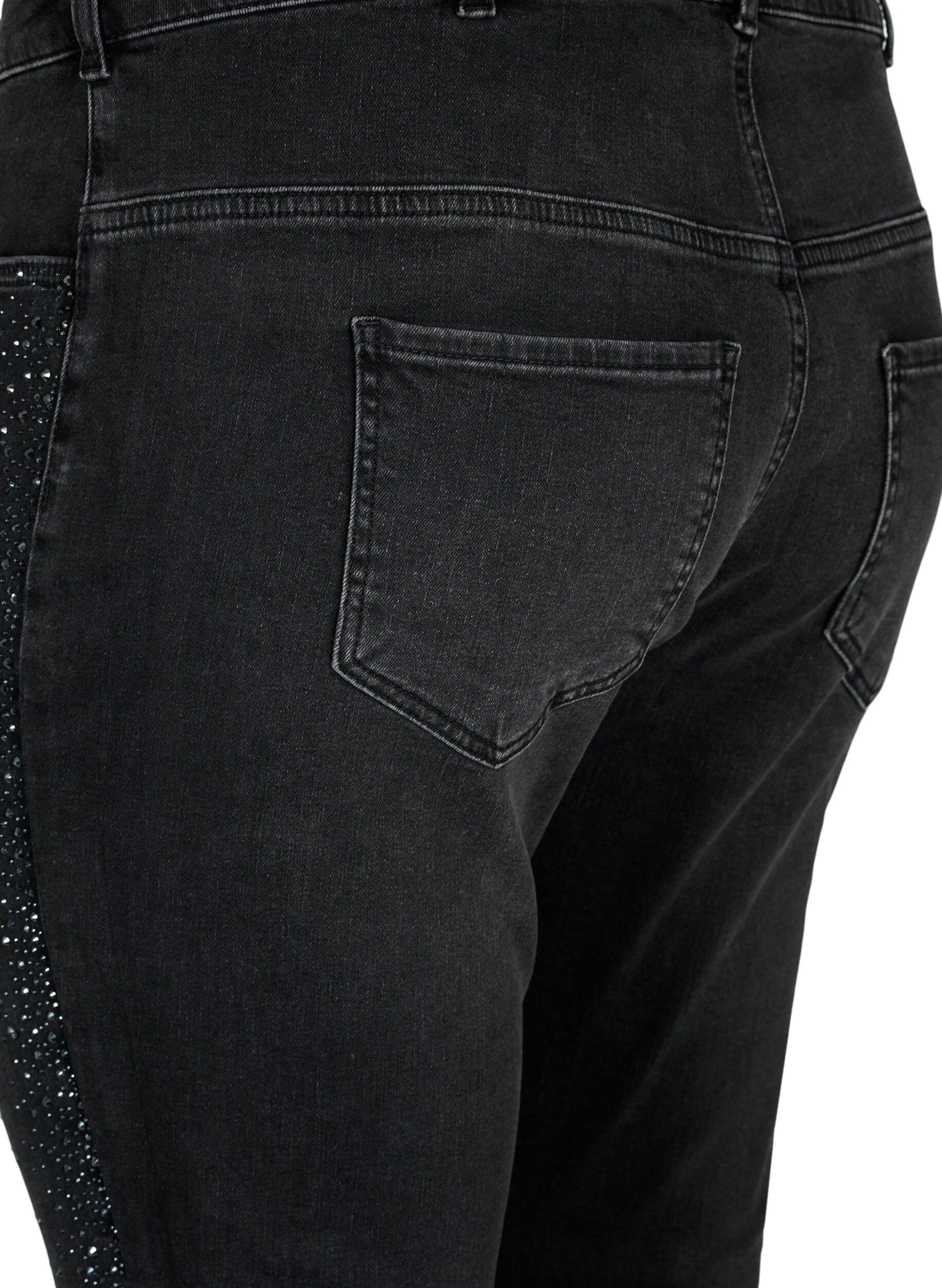 Zizzi Jeansy Amy z wysokim stanem i krysztalkami, Grey Denim, Packshot image number 3