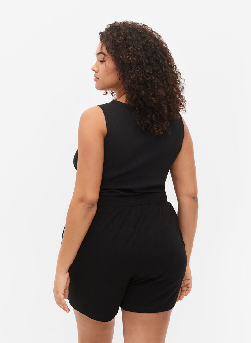 Luzne szorty od pizamy z mieszanki bawelny, Czarne, Model image number 2