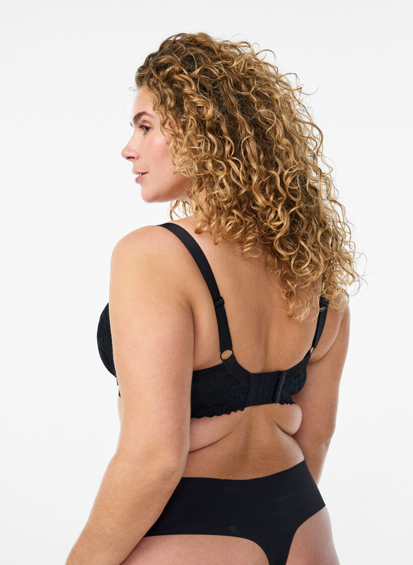 Usztywniany biustonosz z koronka, Czarne, Model image number 2