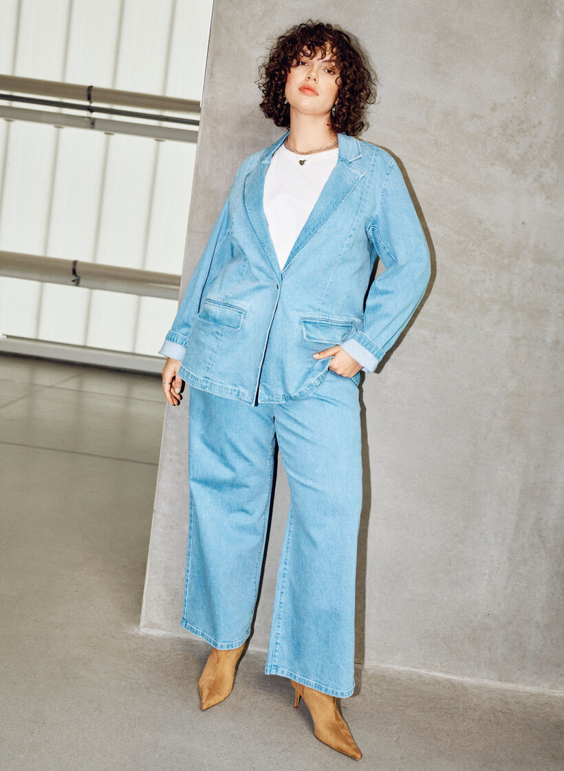 Jeansy z wysokim stanem i szerokimi nogawkami, Niebieskie, Image image number 0