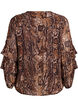 Bluzka ze zwierzecym nadrukiem z falbankami, Brązowy, Packshot image number 1