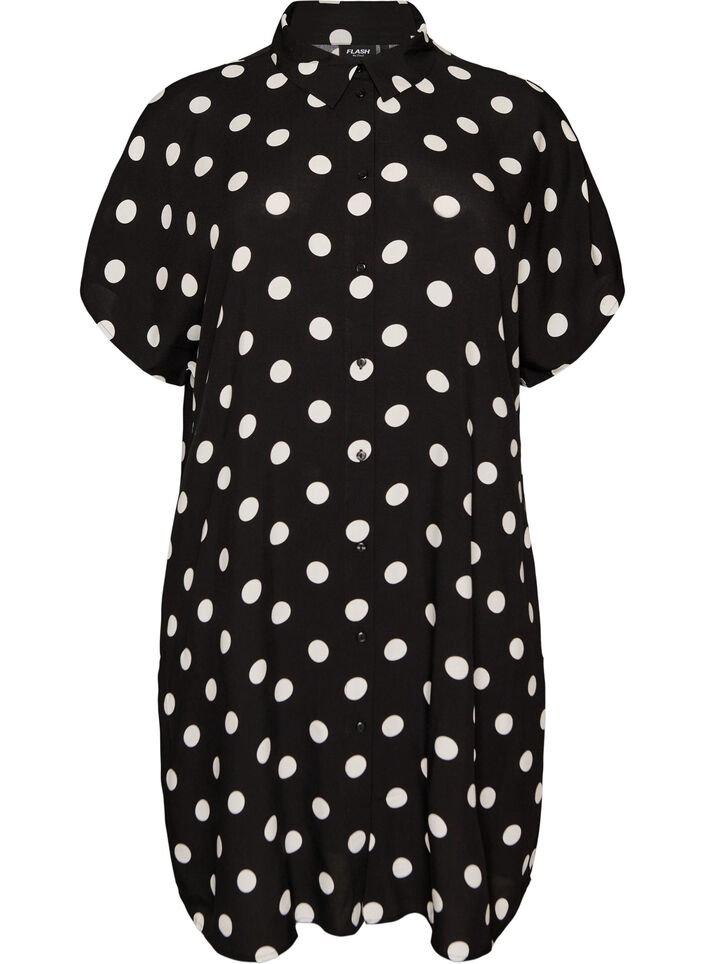 Luzna koszula o przedluzonym kroju z wiskozy, Biały, Packshot image number 0