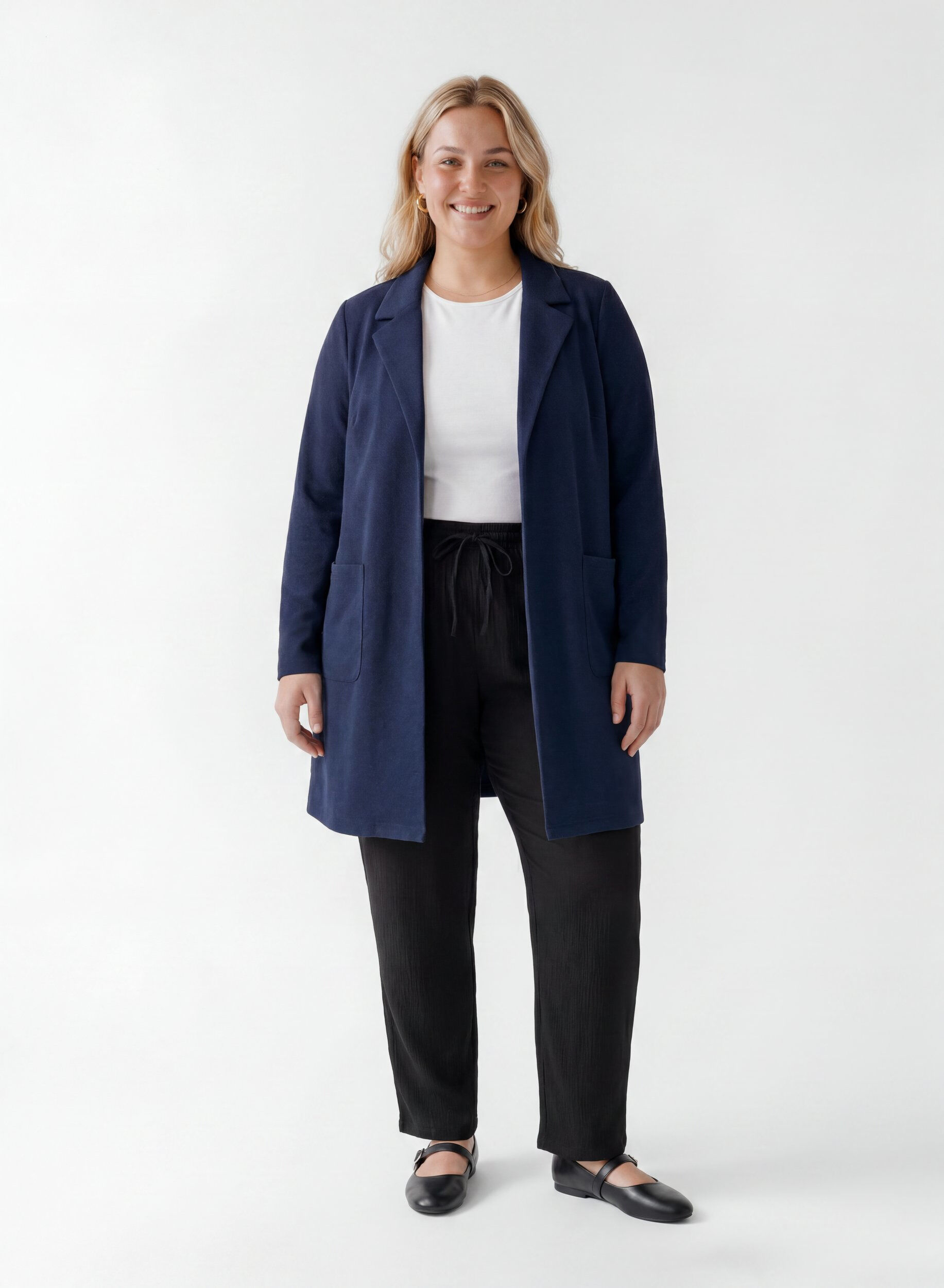 ZizziDluga marynarka z kieszeniami, Niebieskie, Model image number 1