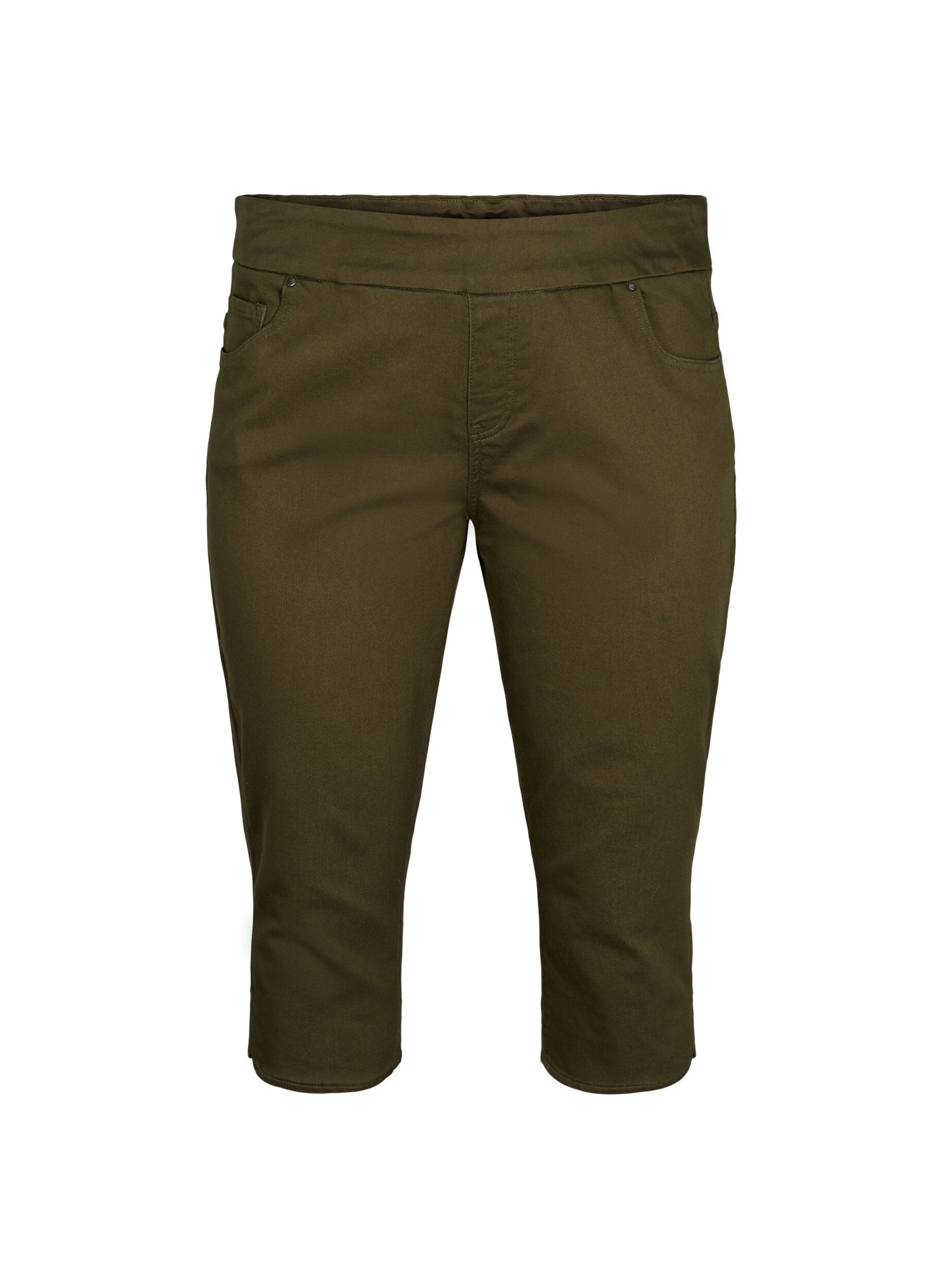 Zizzi Dopasowane spodnie capri z mieszanki bawelny, Ivy Green, Packshot image number 0