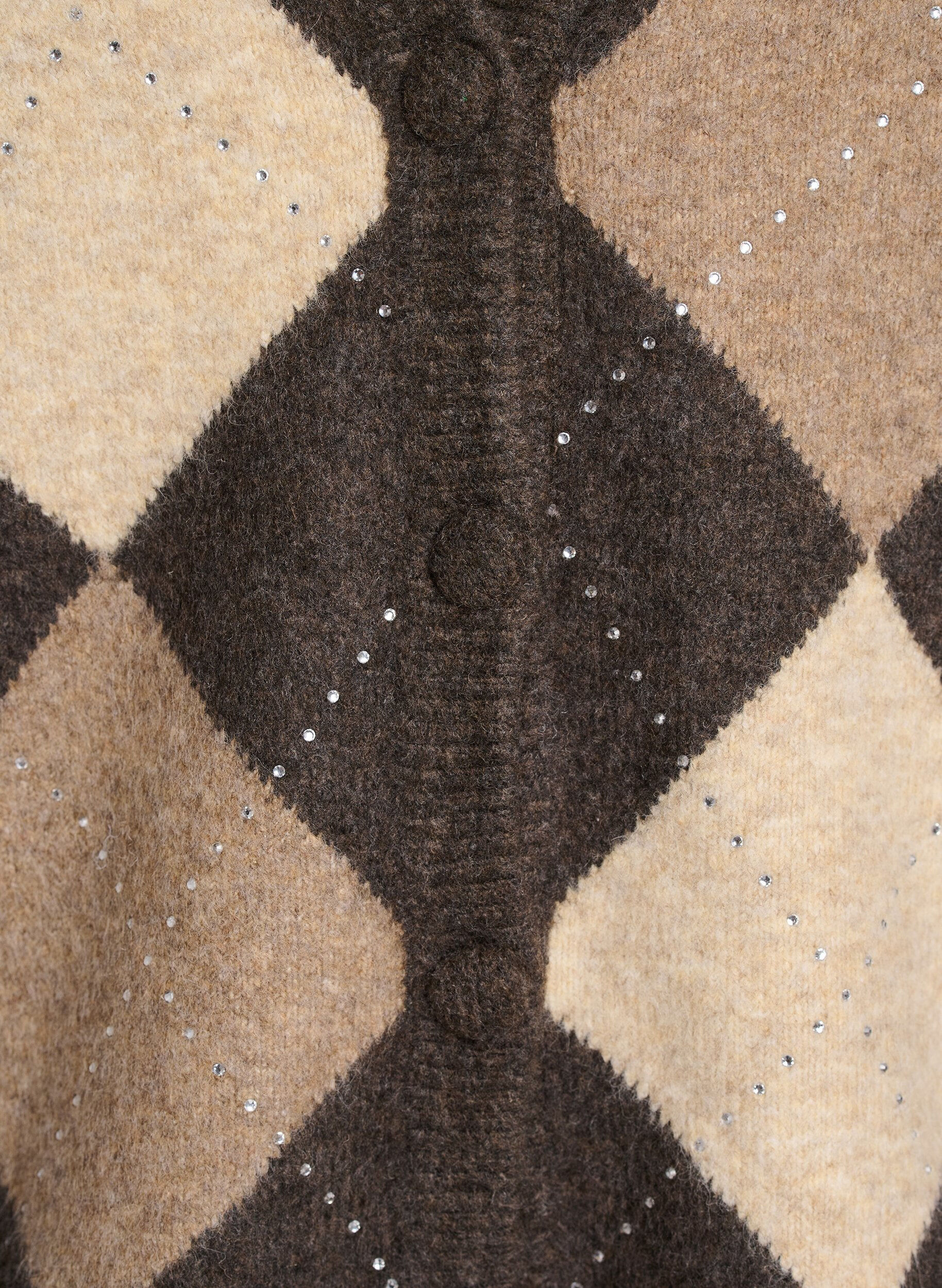 ZizziKardigan Argyle ze srebrnymi cekinami, Brązowy, Packshot image number 2