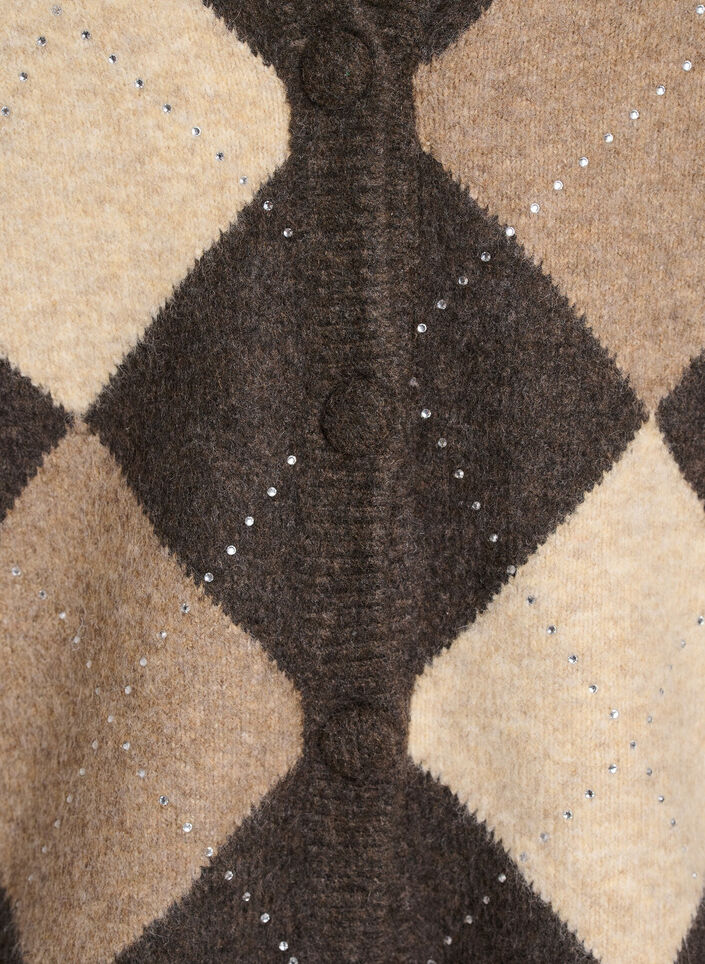 Kardigan Argyle ze srebrnymi cekinami, Brązowy, Packshot image number 2