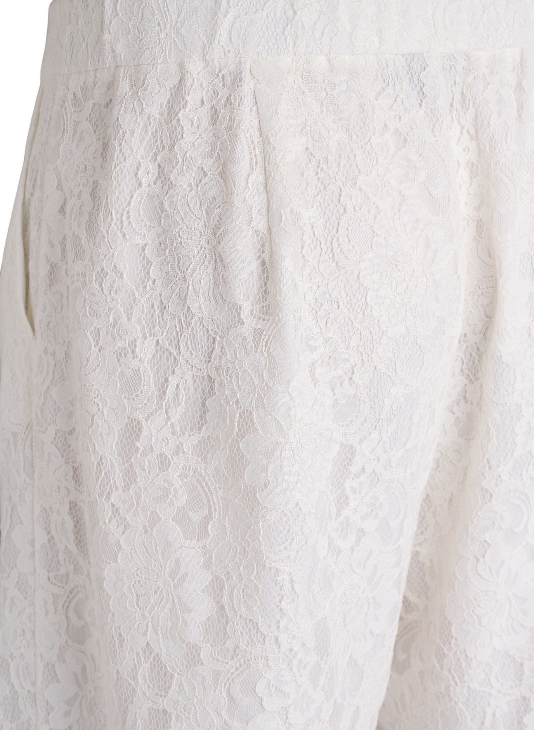 Zizzi Bermudy z koronki z wysokim stanem, Biały, Packshot image number 3