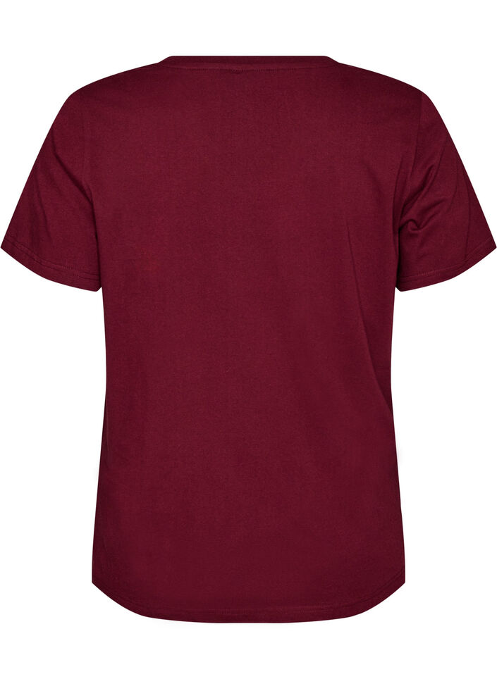 Koszulka z bawelny organicznej ze sportowym nadrukiem tekstowym, Czerwony, Packshot image number 1