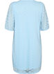 Knee-length dress with eyelet pattern and short sleeves, Light Blue, Packshot image number 1