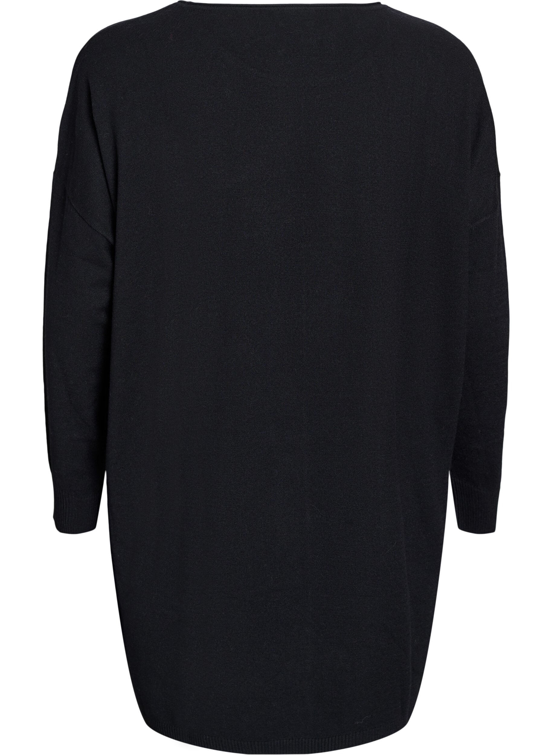 Zizzi Kr&oacute;tkiej dzianej sukienki z bocznym szwem i kieszeniami, Czarne, Packshot image number 1