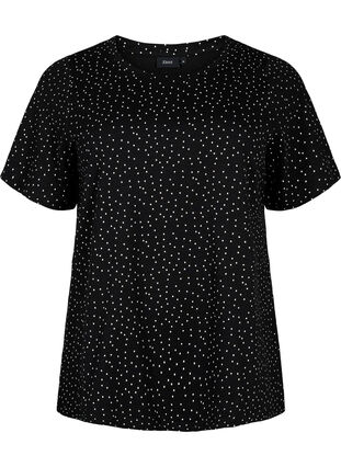 T-shirt z organicznej bawelny w kropki, Black w. White Dot, Packshot image number 0