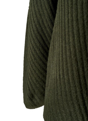 Sweter z golfem o prazkowanej fakturze, Forest Night Mel., Packshot image number 3