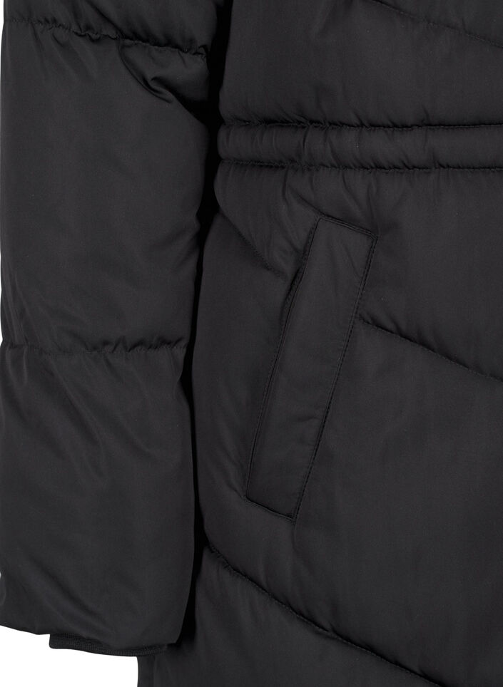 Kurtka puchowa sredniej dlugosci z kapturem, Black, Packshot image number 3