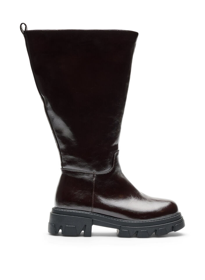 Dlugie buty o lekko popekanej strukturze, Brązowy, Packshot