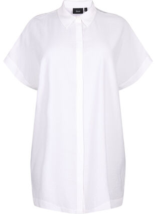 Dluga koszula z wiskozy z krótkimi rekawami, Bright White, Packshot image number 0