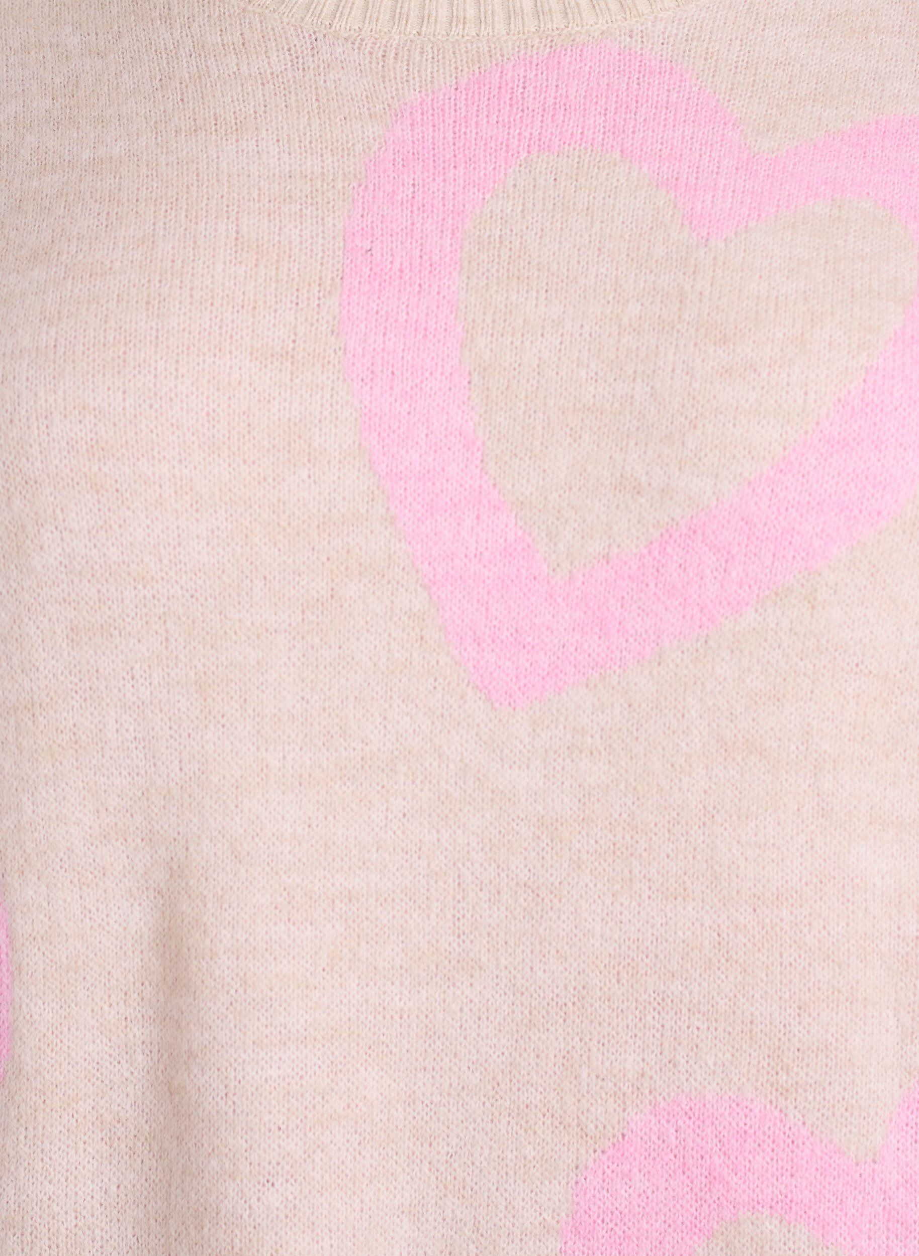 Zizzi Bluzka dzianinowa z duzymi serduszkami i okraglym dekoltem, Beżowy, Packshot image number 2